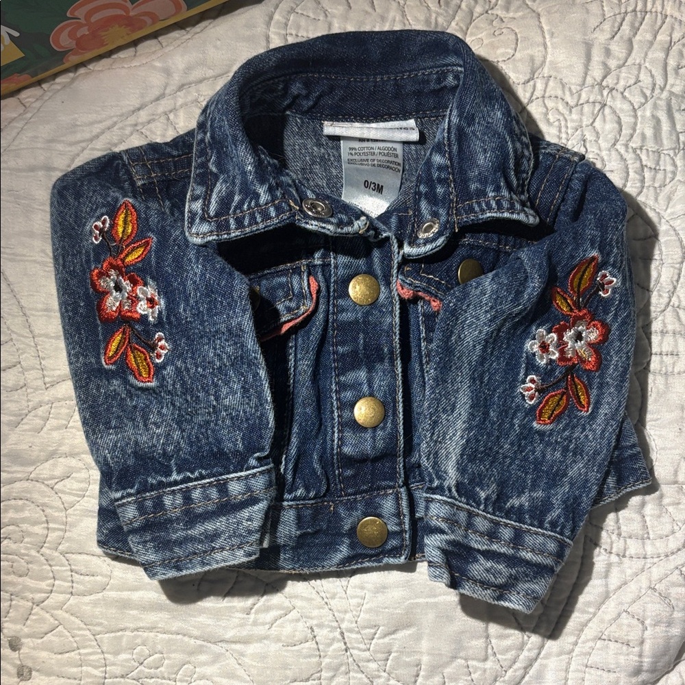 Daisy Fuentes Baby Denim Jacket with Floral Embroidery 0/3 months